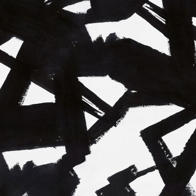 Tapet abstract cu forme geometrice negre pe fond alb