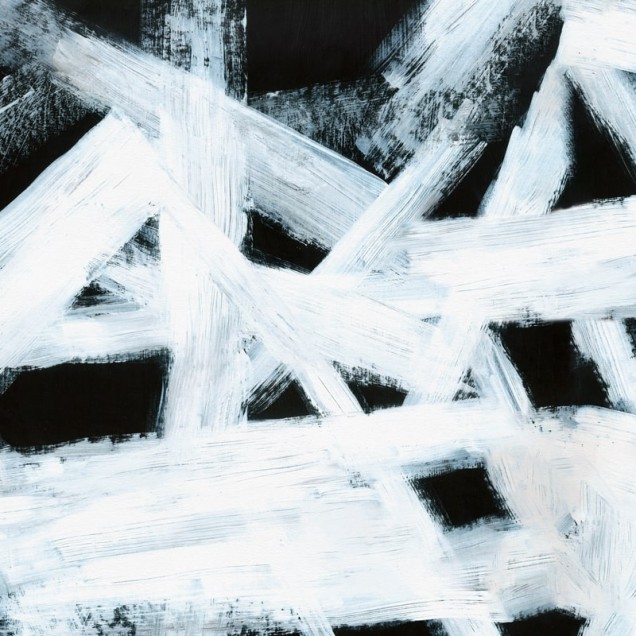 Tapet abstract cu linii albe si negre pe un fundal deschis la culoare, perfect pentru un design interior modern.