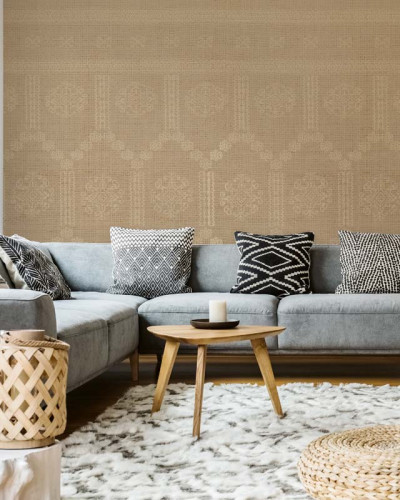 Tapet Borangic (nisip) cu un design geometric elegant, cu un aspect subtil, inspirat de tesaturile naturale.