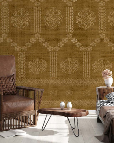 Tapet Borangic (pământ) cu model geometric inspirat din tradiția românească