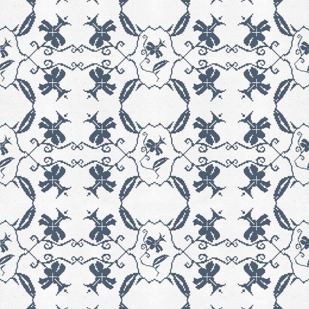 Tapet cu flori, design geometric, fundal alb