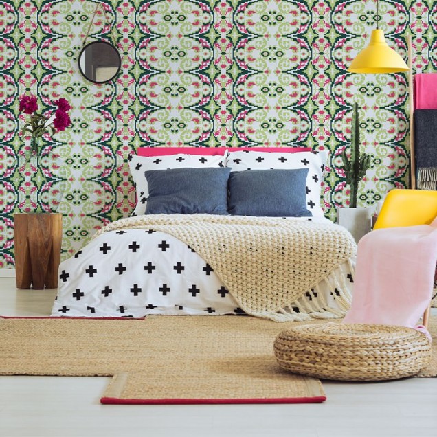 Tapet cu model Carpetă (verde deschis), cu design geometric abstract, perfect pentru living, dormitor sau hol