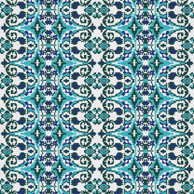 Carpetă verde închis cu design geometric în dormitor