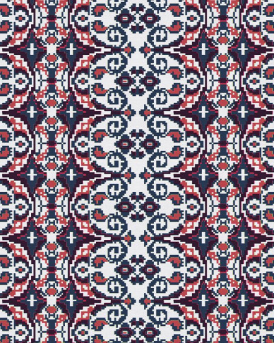Tapet Carpetă vișiniu, design geometric complex, culori vibrante