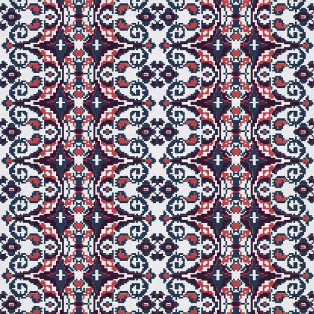 Tapet Carpetă vișiniu, design geometric complex, culori vibrante