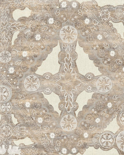 Tapet cu model elegant de dantelă și textura rustică a lemnului