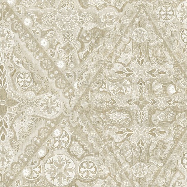 Tapet cu design floral delicat, cu motive tradiționale, culori neutre, perfect pentru interioare moderne.