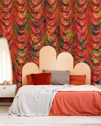 Tapet cu design floral și elemente delicate, Spovedanie (roz)