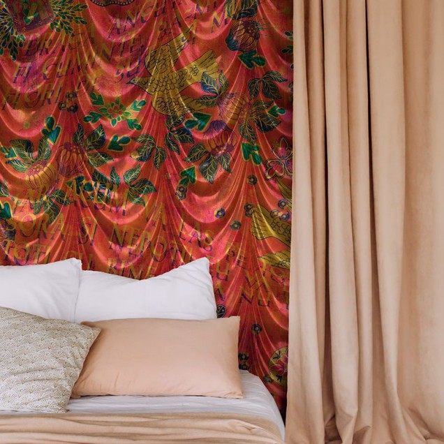 Tapet cu design floral și elemente delicate, Spovedanie (roz)