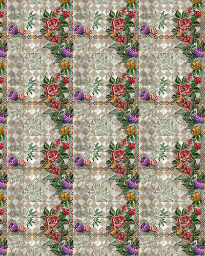 Tapet înfiripare (alb) cu model floral delicat