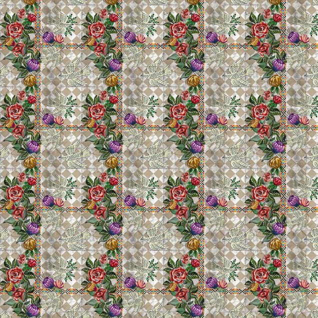 Tapet înfiripare (alb) cu model floral delicat