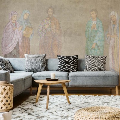 Pictură Murală 3D cu figuri religioase, decor modern pentru living