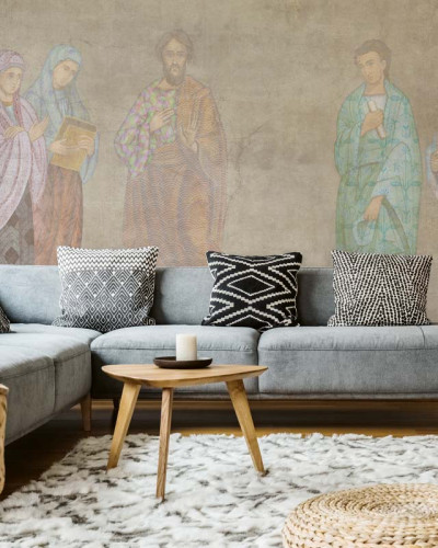 Pictură Murală 3D cu figuri religioase, decor modern pentru living