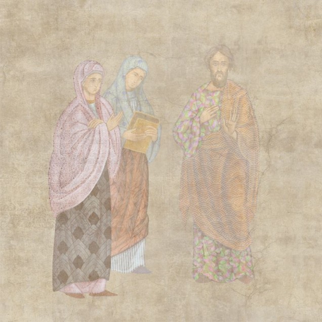 Pictură Murală 3D cu figuri religioase, decor modern pentru living