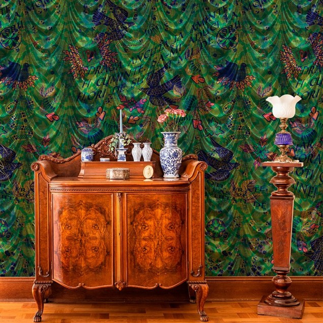 Tapet cu design vintage si modern, Spovedanie (verde)
