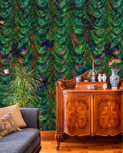 Tapet cu design vintage si modern, Spovedanie (verde)