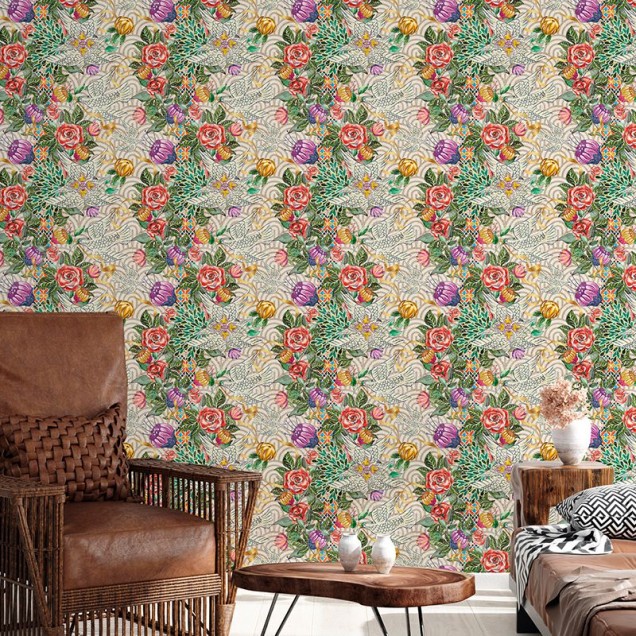 Tapet floral Mărțișor (alb) cu design clasic, ideal pentru living, dormitor sau hol.