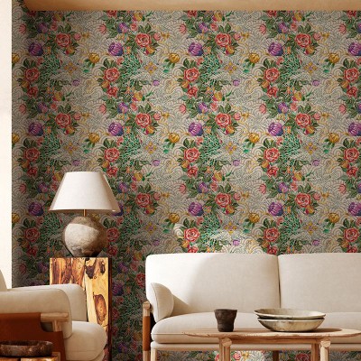 Tapet floral Mărțișor (alb) cu design clasic, ideal pentru living, dormitor sau hol.