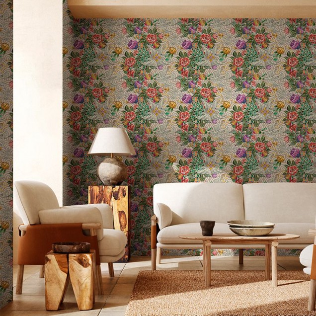 Tapet floral Mărțișor (alb) cu design clasic, ideal pentru living, dormitor sau hol.