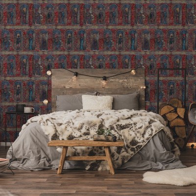 Tapet decorativ cu design geometric și culori bogate, perfect pentru living, dormitor sau birou