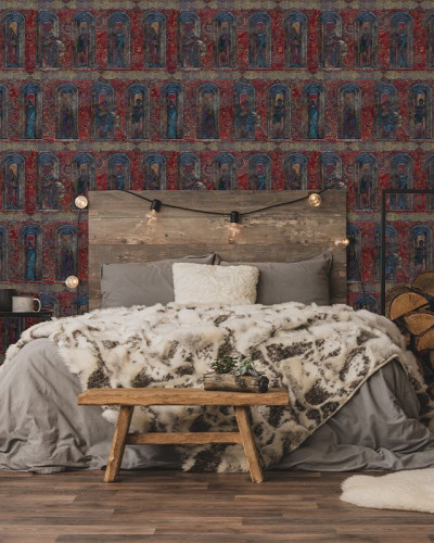 Tapet decorativ cu design geometric și culori bogate, perfect pentru living, dormitor sau birou