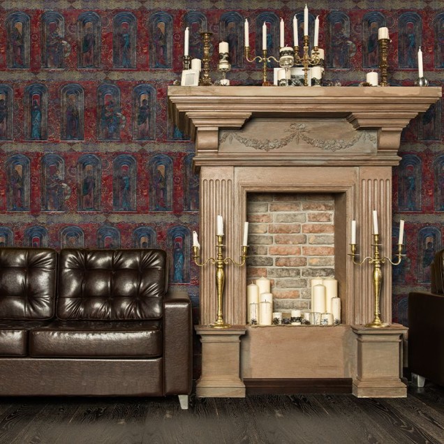 Tapet decorativ cu design geometric și culori bogate, perfect pentru living, dormitor sau birou