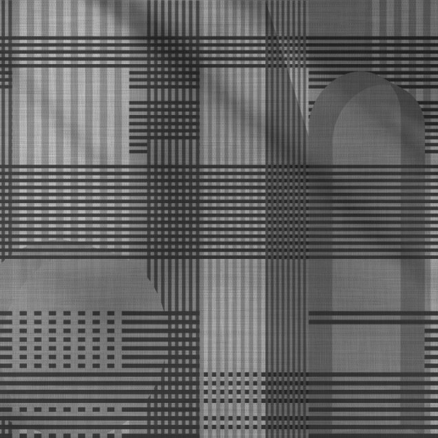 Tapet Taffy Grey Tartan, cu design geometric rafinat, in living