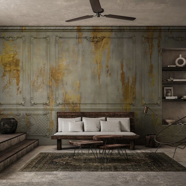 Tapet cu design vintage, Antique Attic, ce prezintă un aspect vechi cu textură autentică.