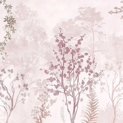 Fototapet floral personalizat într-un living modern