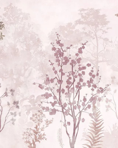 Fototapet floral personalizat într-un living modern