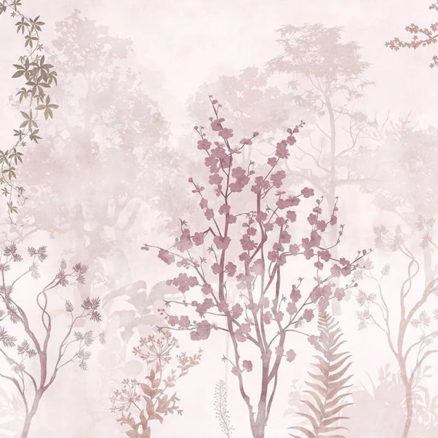 Fototapet floral personalizat într-un living modern