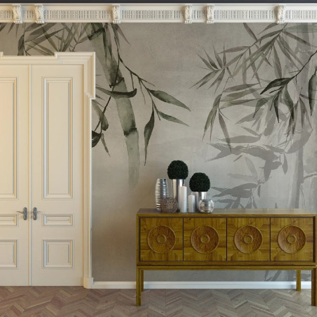 Fototapet cu design bambus în living modern