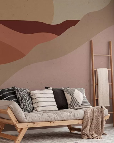 Tapet cu design abstract, inspirat de peisajele deșertice, cu culori calde și tonuri naturale. Perfect pentru dormitor, sufragerie sau birou.