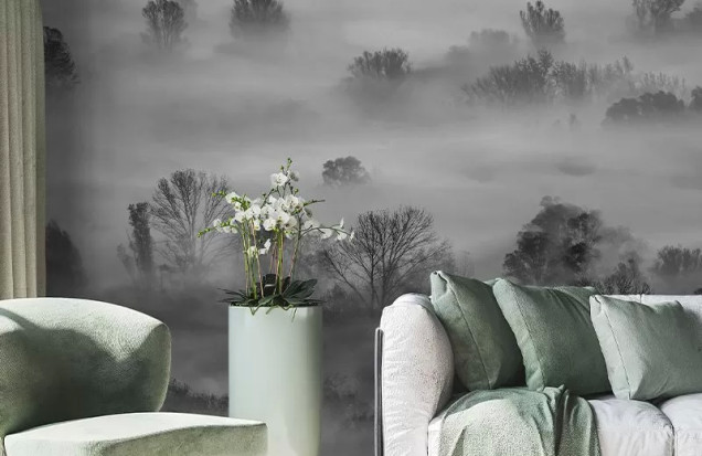 Tapet Foggy Landscape Grey, VLAdiLA