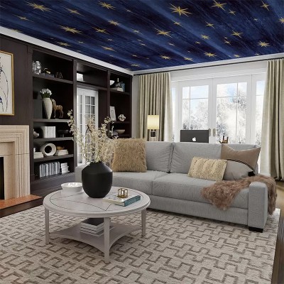 Tapet Stars Blue cu stele aurii pe un fundal albastru