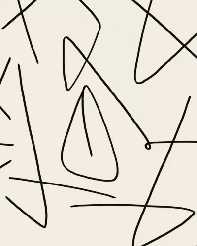 Tapet geometric modern cu linii negre pe un fundal crem