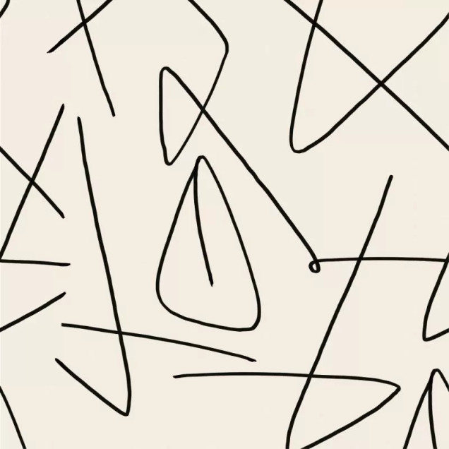 Tapet geometric modern cu linii negre pe un fundal crem