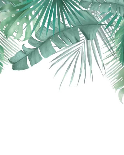 Tapet cu Frunze Exotice, design tropical, atmosfera relaxanta
