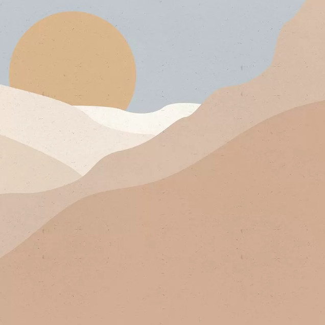 Tapet Postcard Desert Sand, cu design abstract cu dune de nisip și soare, perfect pentru dormitor sau living.