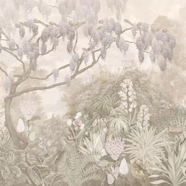 Tapet cu design glicină într-un living modern