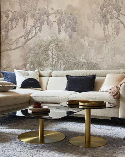Tapet cu design glicină într-un living modern
