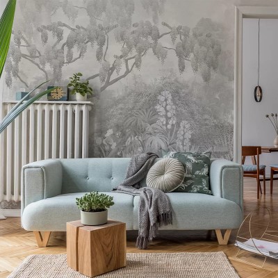 Tapet Glycine Faded, tapet modern cu flori si frunze, tapet cu design elegant