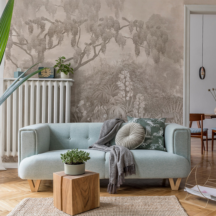 Tapet Glycine Faded, tapet modern cu flori si frunze, tapet cu design elegant