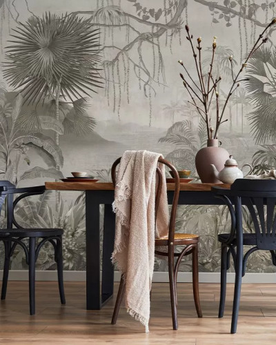 Tapet Sedna (faded) cu design exotic, inspirat din natura luxuriantă a junglei.