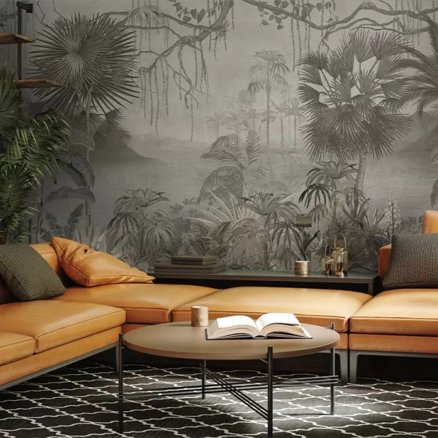 Tapet Sedna (faded) cu design exotic, inspirat din natura luxuriantă a junglei.