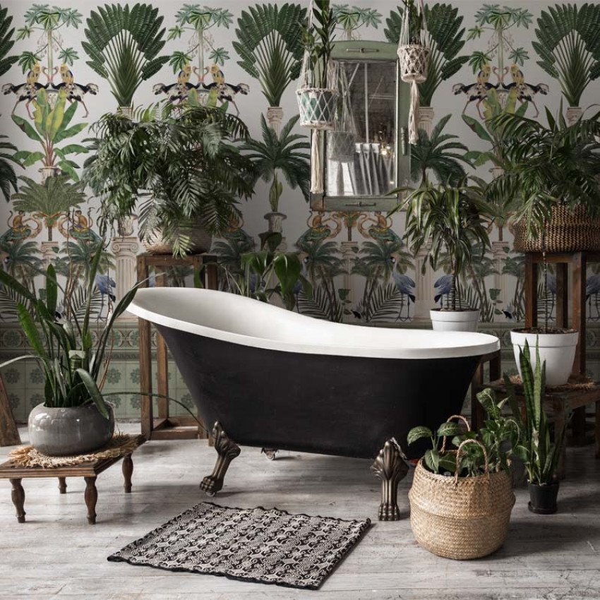 Tapet cu coloane si plante tropicale