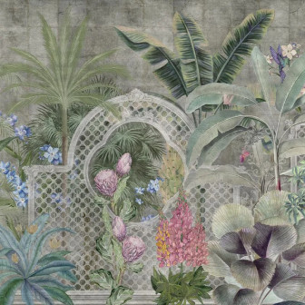 Fototapet cu design tropical, plante și flori