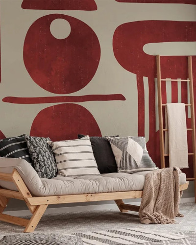 Fototapet cu design abstract in acuarele roșii