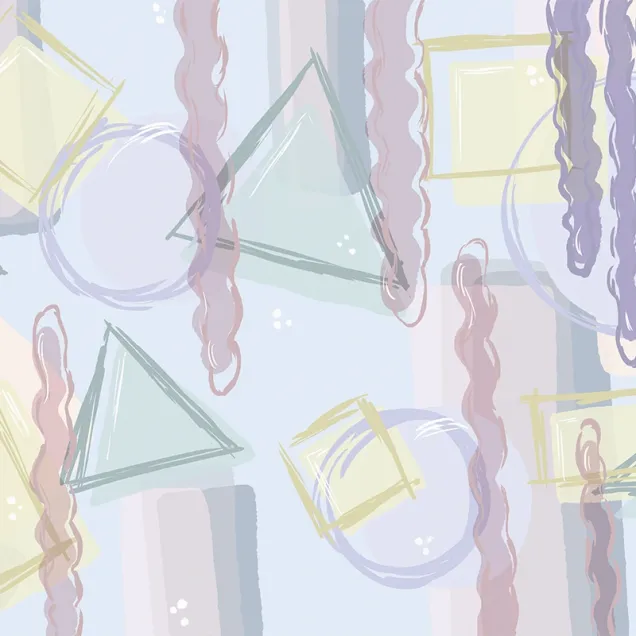 Tapet abstract modern cu forme geometrice și linii curbe. Culori pastelate.