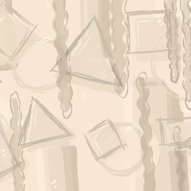 Tapet cu design geometric în nuanțe neutre de bej și gri, perfect pentru a adăuga un plus de eleganță și stil camerei tale.